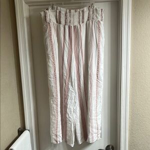 Striped White and Red Women's Pants